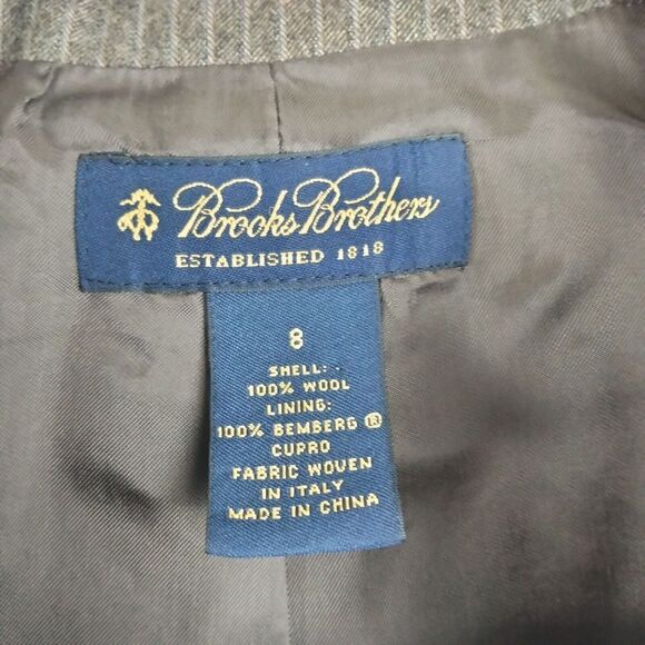 Vintage Brooks Brothers Blazer Womens 8 Brown Pinstripe 100% Wool Classic Nice - Picture 3 of 12